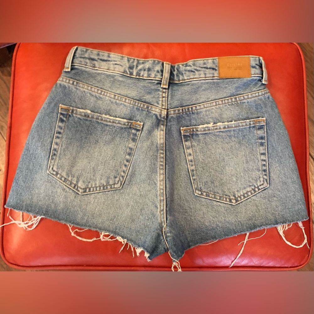 Bershka High Waisted Frayed Distressed Denim Shorty Shorts